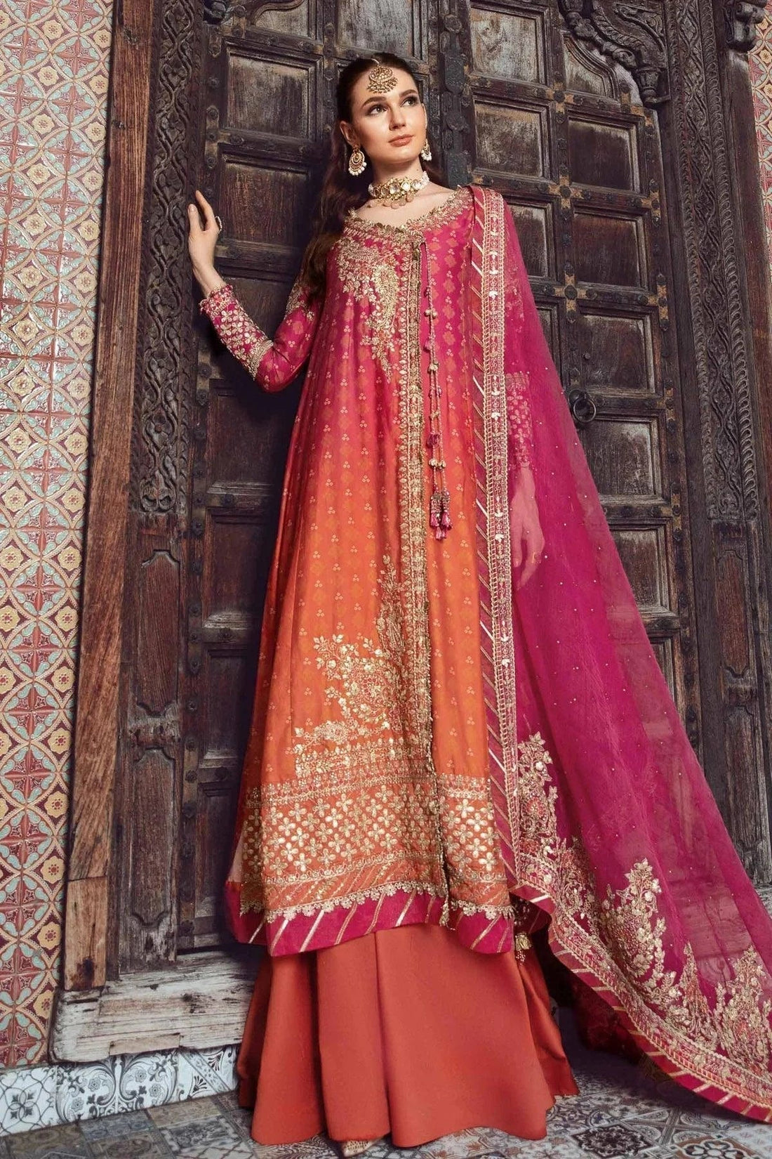 Maria B | Sateen Formals 23 | Fuchsia Pink CST-709 - by - Libasekhas UK - Registered Vendor of : Maria B - 100% Original Designer Dresss