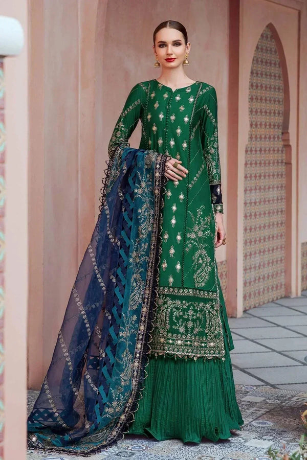 Maria B | Sateen Formals 23 | Emerald Green CST-711 - by - Libasekhas UK - Registered Vendor of : Maria B - 100% Original Designer Dresss