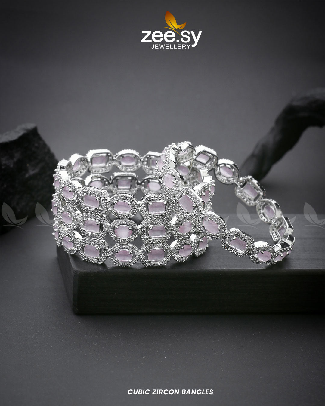 Cubic Zircon Bangles - by - Libasekhas UK - Registered Vendor of : Zeesy - 100% Original Designer Dresss