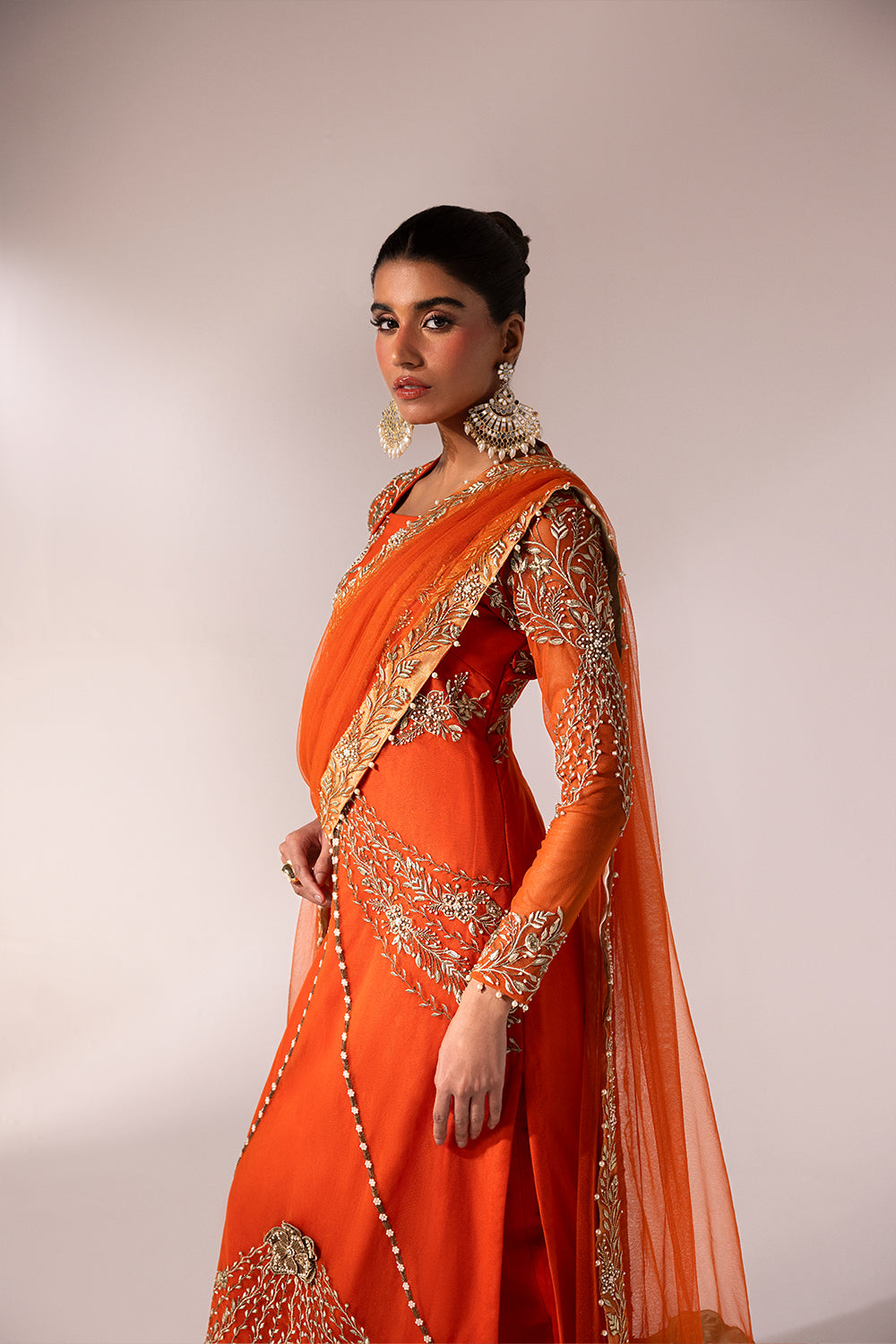 Caia | Regine Luxury Formal23 | TANGERINE - by - Libasekhas UK - Registered Vendor of : Caia - 100% Original Designer Dresss