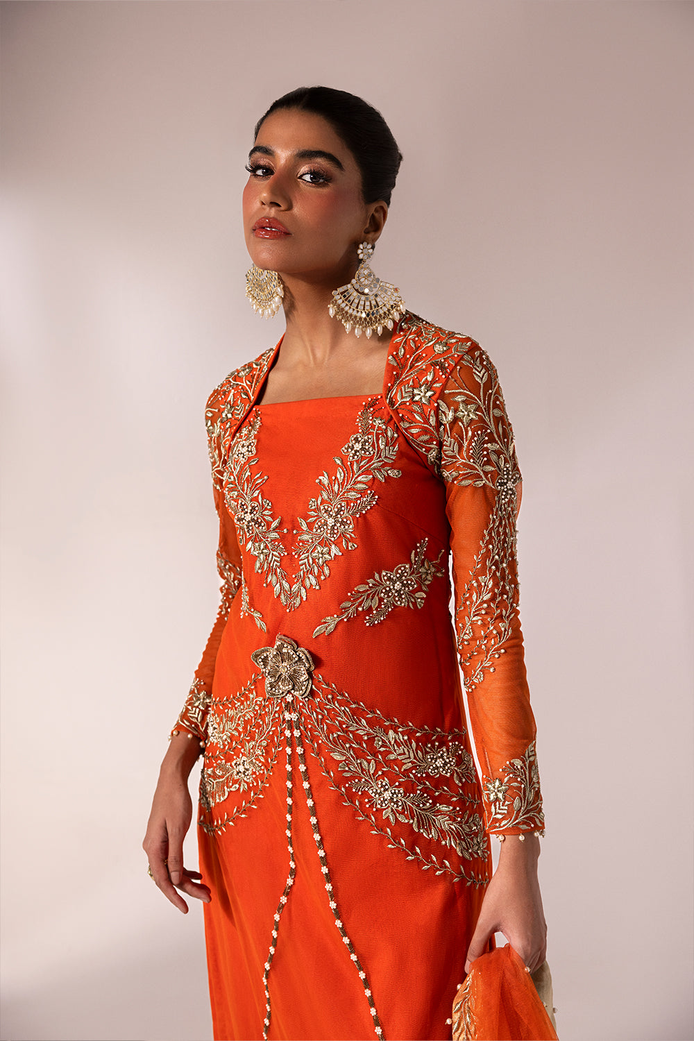 Caia | Regine Luxury Formal23 | TANGERINE - by - Libasekhas UK - Registered Vendor of : Caia - 100% Original Designer Dresss