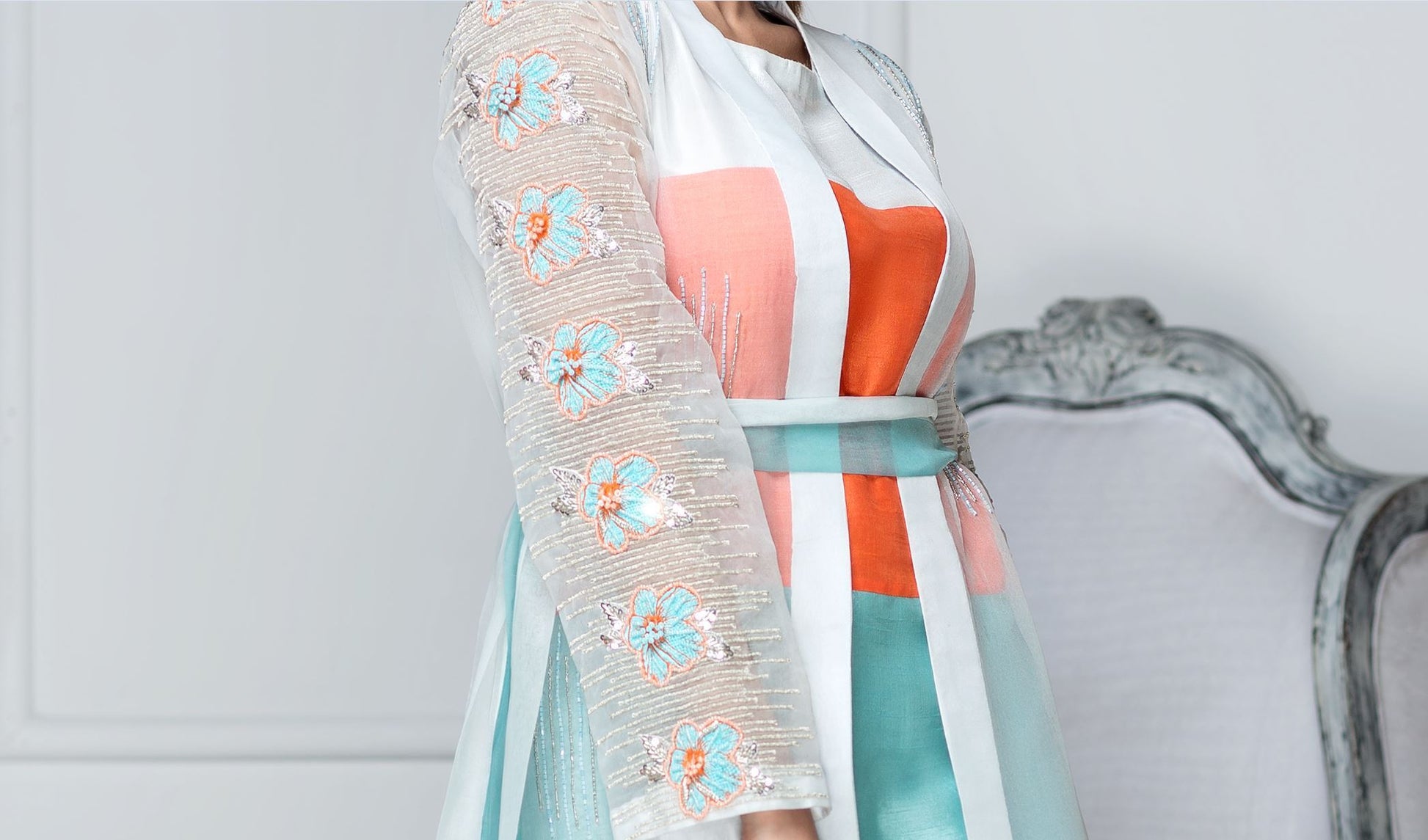 Hana | Eclectic Ready to Wear | Aqua Marine - by - Libasekhas UK - Registered Vendor of : Hana - 100% Original Designer Dresss