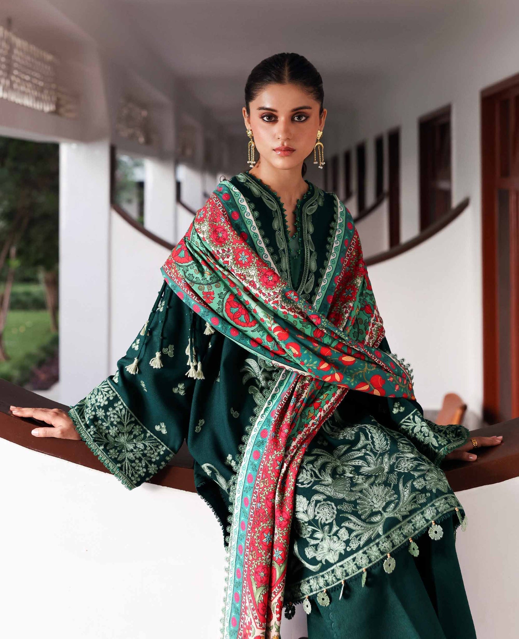 Amaris by Republic Womenswear Unstitched Luxury Shawl Karandi Embroidered Suits 3 Piece RW25AS D-13 - Winter Collection