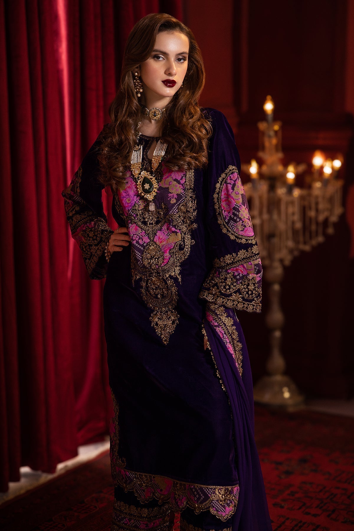 Charizma | Signora Velvet | Velvet CVT4-01 - by - Libasekhas UK - Registered Vendor of : Charizma - 100% Original Designer Dresss