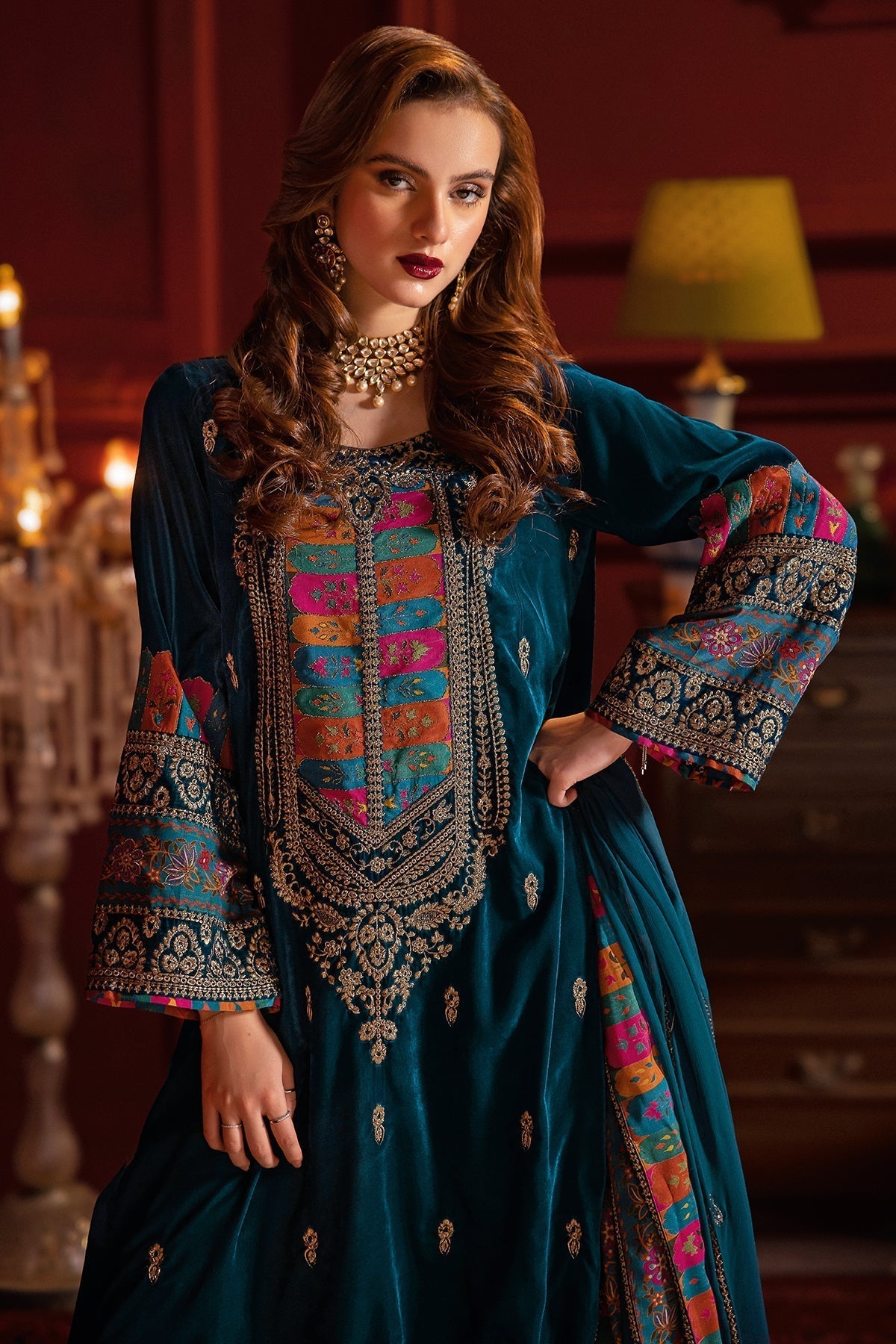Charizma | Signora Velvet | Velvet CVT4-02 - by - Libasekhas UK - Registered Vendor of : Charizma - 100% Original Designer Dresss