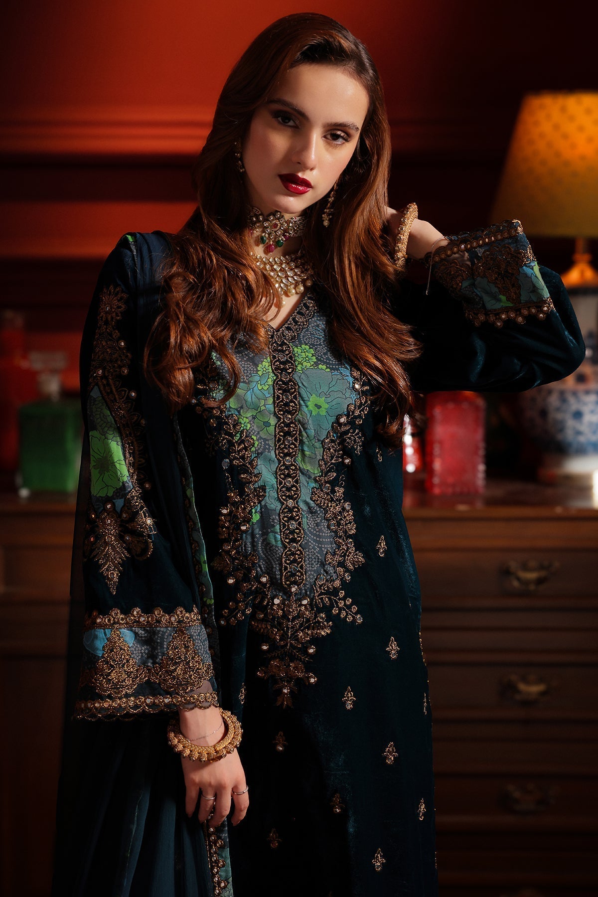 Charizma | Signora Velvet | Velvet CVT4-07 - by - Libasekhas UK - Registered Vendor of : Charizma - 100% Original Designer Dresss