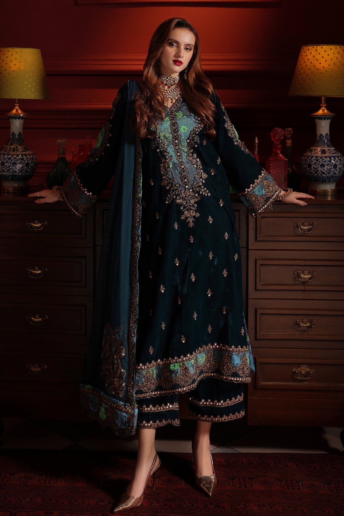 Charizma | Signora Velvet | Velvet CVT4-07 - by - Libasekhas UK - Registered Vendor of : Charizma - 100% Original Designer Dresss