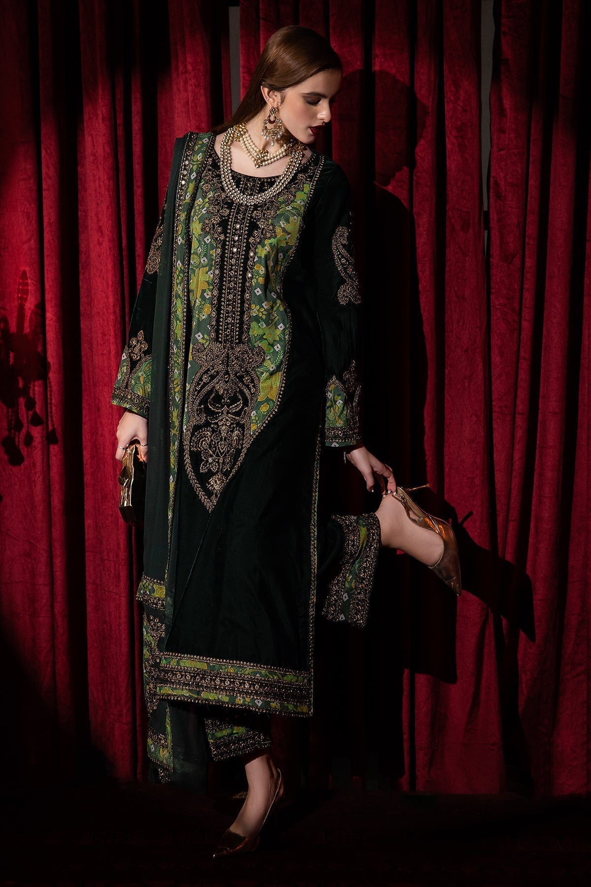 Charizma | Signora Velvet | Velvet CVT4-03 - by - Libasekhas UK - Registered Vendor of : Charizma - 100% Original Designer Dresss