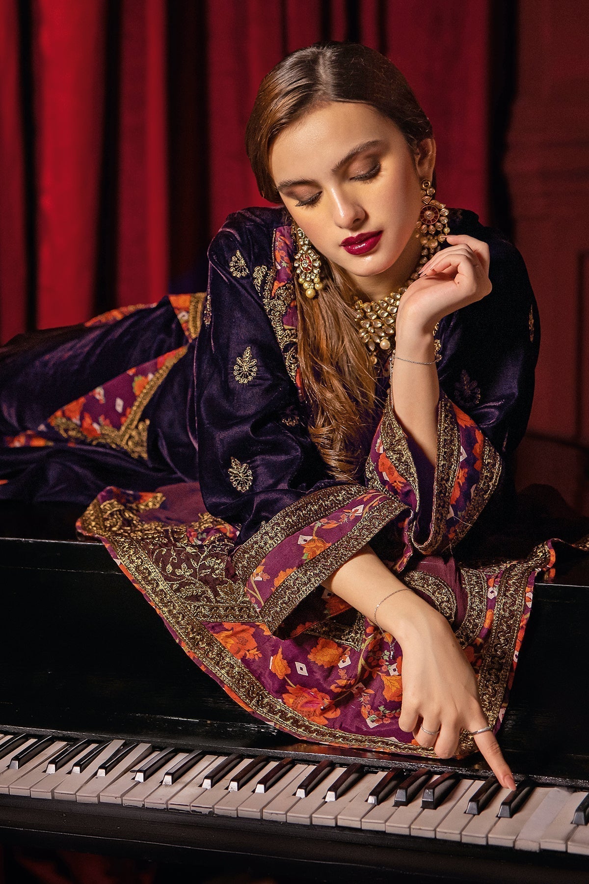 Charizma | Signora Velvet | Velvet CVT4-08 - by - Libasekhas UK - Registered Vendor of : Charizma - 100% Original Designer Dresss