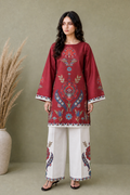 Saad Shaikh | Ease Fall Edit 26 | D-11 Co-ord Set Maroon and White - by Libasekhas UK - Registered Vendor of : Saad Shaikh - 100% Original Designer Dress