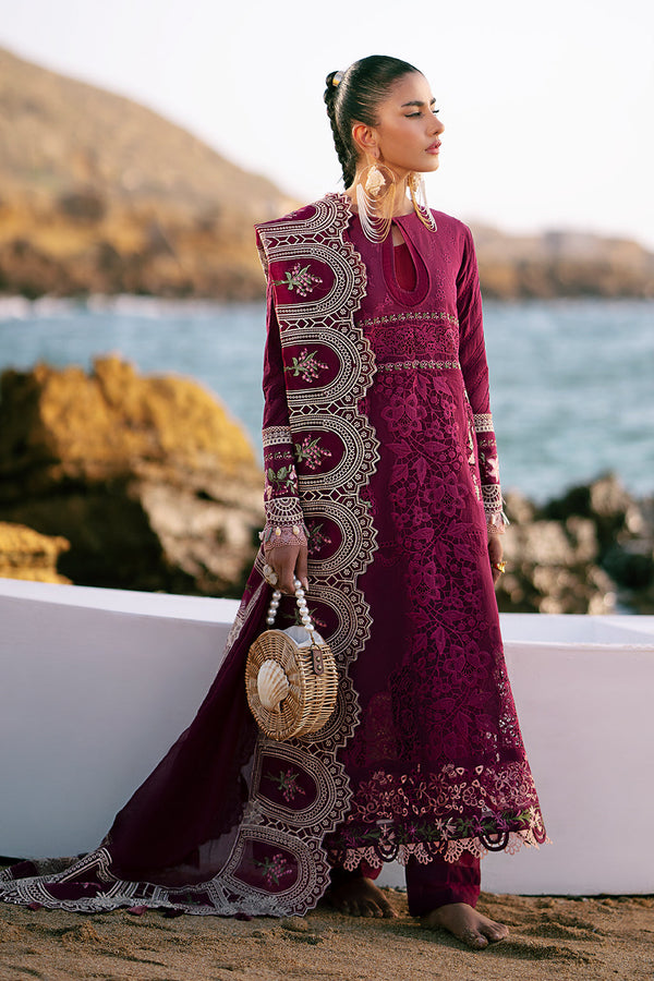 AJR Couture | Dastan Luxury Lawn 25 | Cherry Wine - by - Libasekhas UK - Registered Vendor of : AJR Couture - 100% Original Designer Dresss