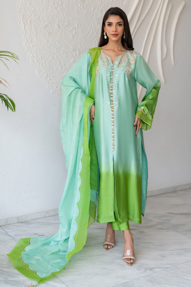Chic Ophicial | Celenia Pret | Ombre Green - by - Libasekhas UK - Registered Vendor of : Chic Ophicial - 100% Original Designer Dresss