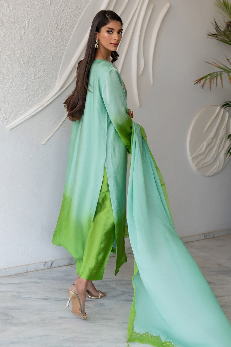 Chic Ophicial | Celenia Pret | Ombre Green - by - Libasekhas UK - Registered Vendor of : Chic Ophicial - 100% Original Designer Dresss
