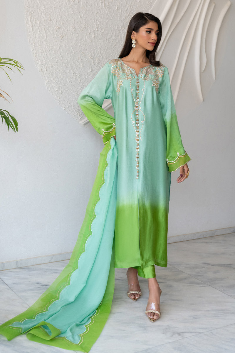Chic Ophicial | Celenia Pret | Ombre Green - by - Libasekhas UK - Registered Vendor of : Chic Ophicial - 100% Original Designer Dresss
