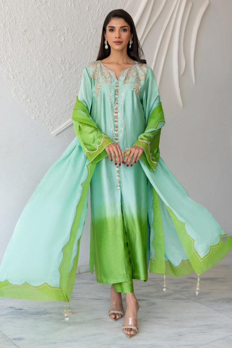 Chic Ophicial | Celenia Pret | Ombre Green - by - Libasekhas UK - Registered Vendor of : Chic Ophicial - 100% Original Designer Dresss