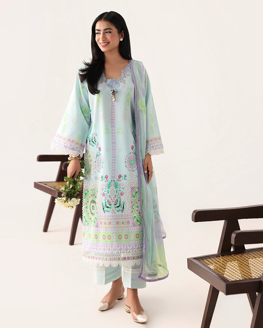 Roheenaz | Rosette Lawn | Cool Mirage - by Libasekhas UK - Registered Vendor of : Roheenaz - 100% Original Designer Dress