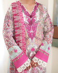 Roheenaz | Eclat Garden Printed Lawn | Coral Hibiscus - by Libasekhas UK - Registered Vendor of : Roheenaz - 100% Original Designer Dress