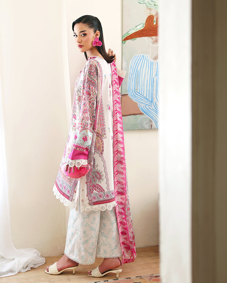 Roheenaz | Eclat Garden Printed Lawn | Coral Hibiscus - by Libasekhas UK - Registered Vendor of : Roheenaz - 100% Original Designer Dress