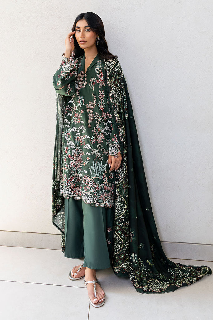 Cross Stitch | Cotton Satin 25 | GREEN ORNATE - by Libasekhas UK - Registered Vendor of : Cross Stitch - 100% Original Designer Dress