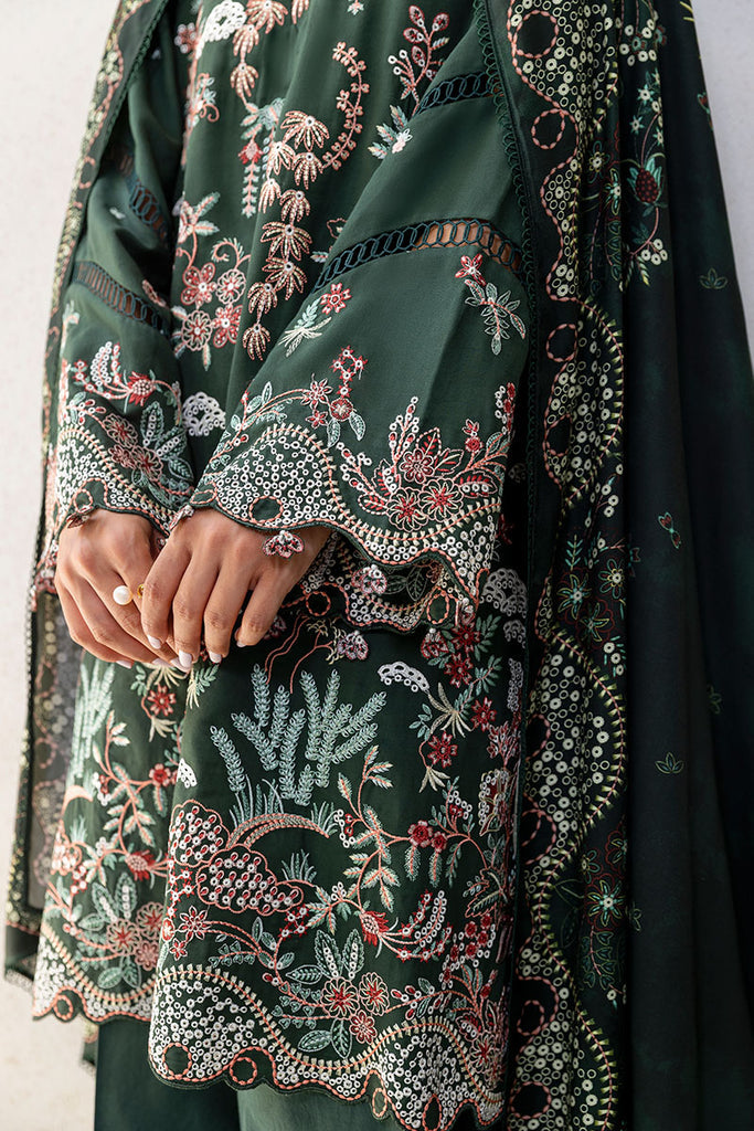 Cross Stitch | Cotton Satin 25 | GREEN ORNATE - by Libasekhas UK - Registered Vendor of : Cross Stitch - 100% Original Designer Dress