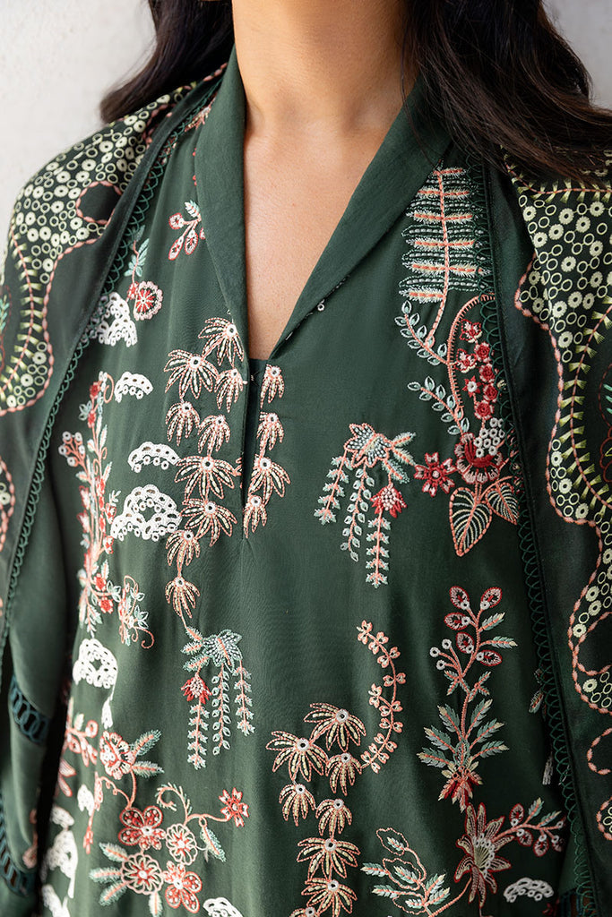 Cross Stitch | Cotton Satin 25 | GREEN ORNATE - by Libasekhas UK - Registered Vendor of : Cross Stitch - 100% Original Designer Dress
