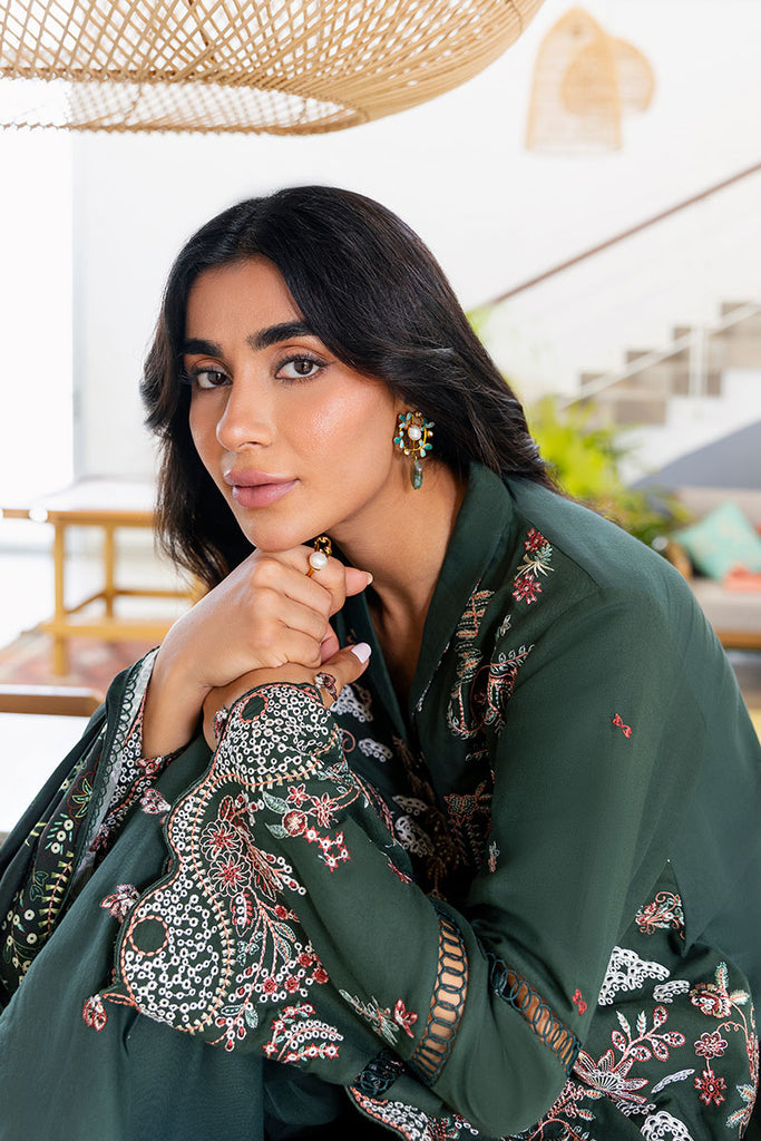 Cross Stitch | Cotton Satin 25 | GREEN ORNATE - by Libasekhas UK - Registered Vendor of : Cross Stitch - 100% Original Designer Dress