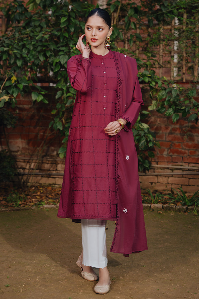 Cross Stitch | Eid Collection | RED WOOD - by - Libasekhas UK - Registered Vendor of : Cross Stitch - 100% Original Designer Dresss