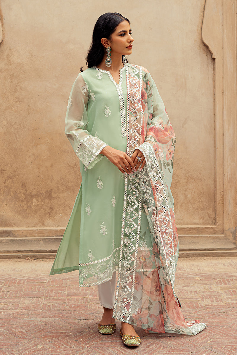 Cross Stitch | Eid Collection | ETHEREAL MINT - by - Libasekhas UK - Registered Vendor of : Cross Stitch - 100% Original Designer Dresss