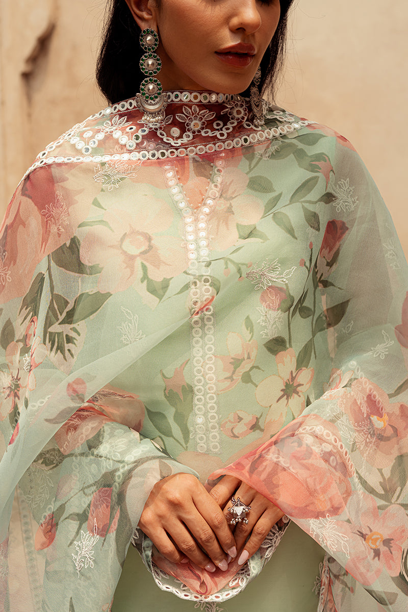 Cross Stitch | Eid Collection | ETHEREAL MINT - by - Libasekhas UK - Registered Vendor of : Cross Stitch - 100% Original Designer Dresss