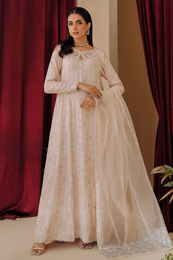 Cross Stitch | Eid Collection | PEACH GLORY - by - Libasekhas UK - Registered Vendor of : Cross Stitch - 100% Original Designer Dresss
