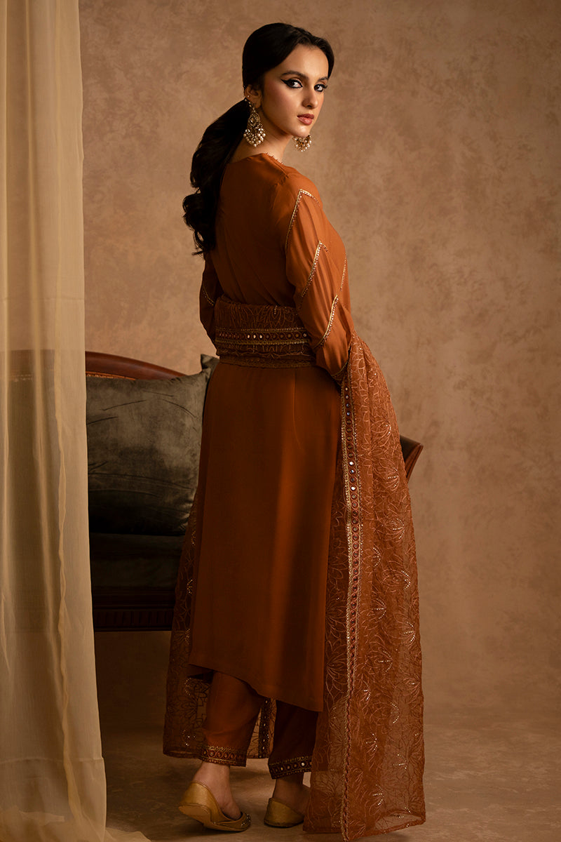 Cross Stitch | Eid Collection | AMBER GOLD - by - Libasekhas UK - Registered Vendor of : Cross Stitch - 100% Original Designer Dresss