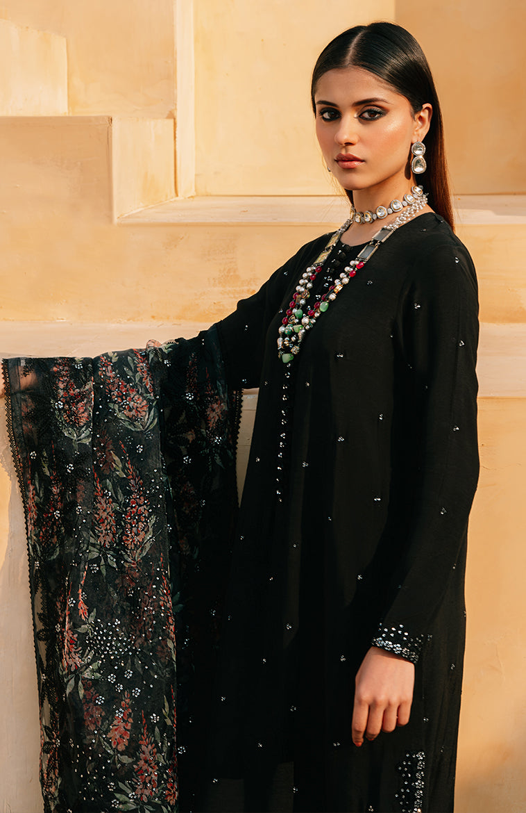 Cross Stitch | Eid Collection | BLACK DAHLIA - by - Libasekhas UK - Registered Vendor of : Cross Stitch - 100% Original Designer Dresss