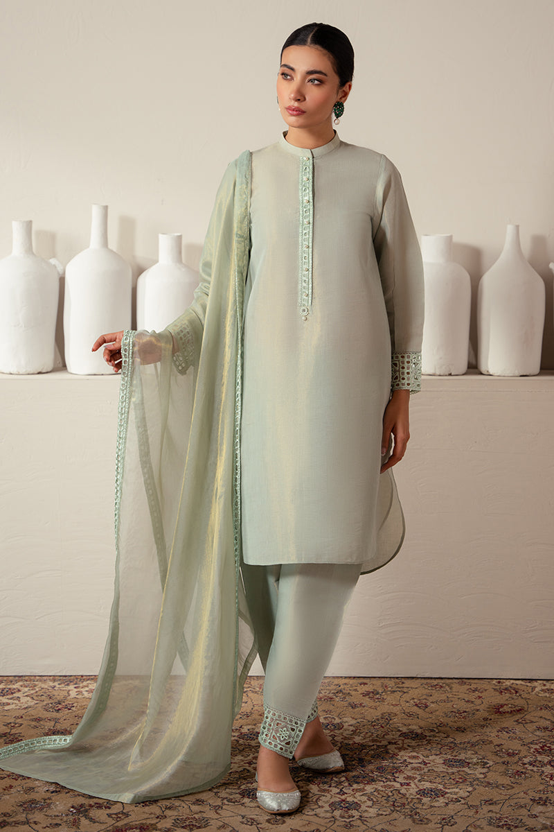 Cross Stitch | Eid Collection | GREEN MIST - by - Libasekhas UK - Registered Vendor of : Cross Stitch - 100% Original Designer Dresss
