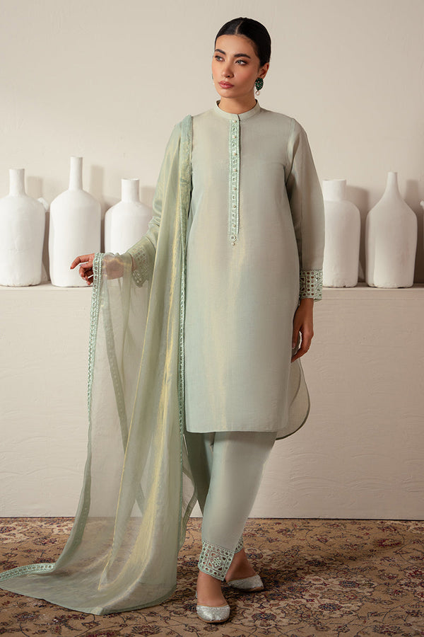 Cross Stitch | Eid Collection | GREEN MIST - by - Libasekhas UK - Registered Vendor of : Cross Stitch - 100% Original Designer Dresss