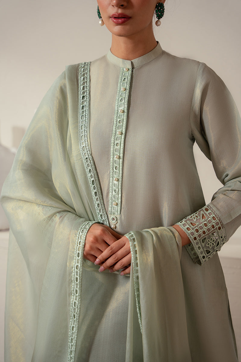 Cross Stitch | Eid Collection | GREEN MIST - by - Libasekhas UK - Registered Vendor of : Cross Stitch - 100% Original Designer Dresss