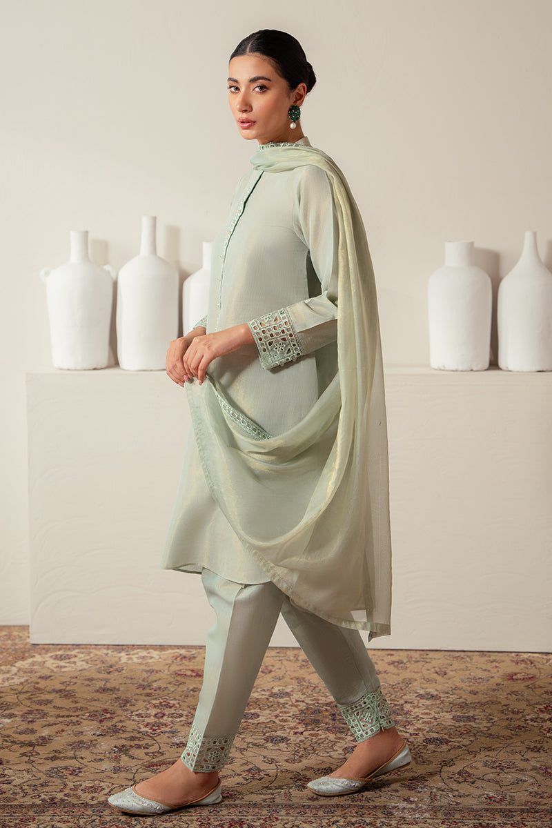 Cross Stitch | Eid Collection | GREEN MIST - by - Libasekhas UK - Registered Vendor of : Cross Stitch - 100% Original Designer Dresss