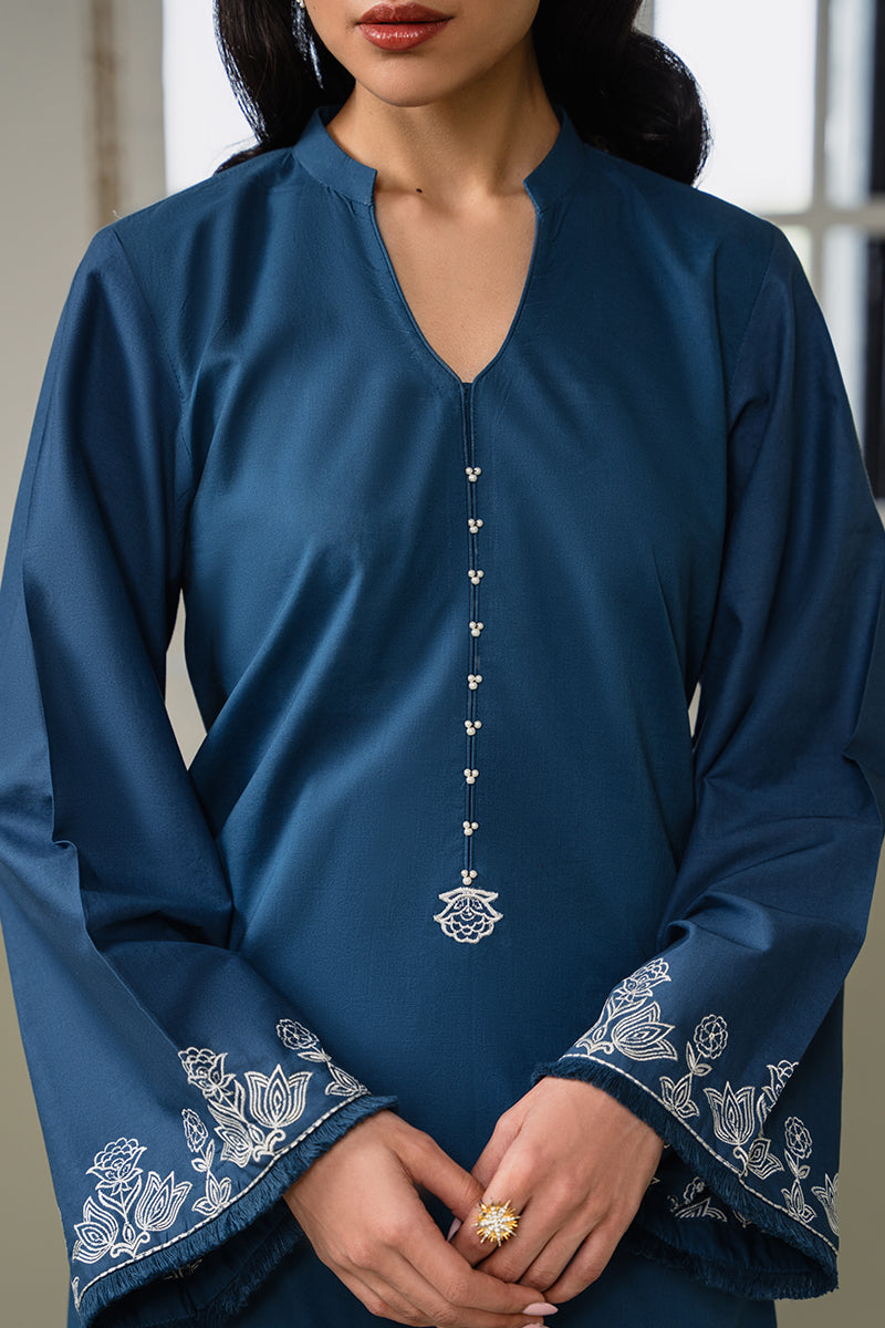 Cross Stitch | Eid Collection | PEARL BLUE - by - Libasekhas UK - Registered Vendor of : Cross Stitch - 100% Original Designer Dresss