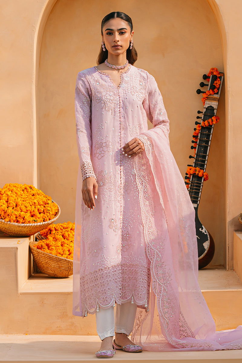 Cross Stitch | Eid Collection | MUTED PINK - by - Libasekhas UK - Registered Vendor of : Cross Stitch - 100% Original Designer Dresss
