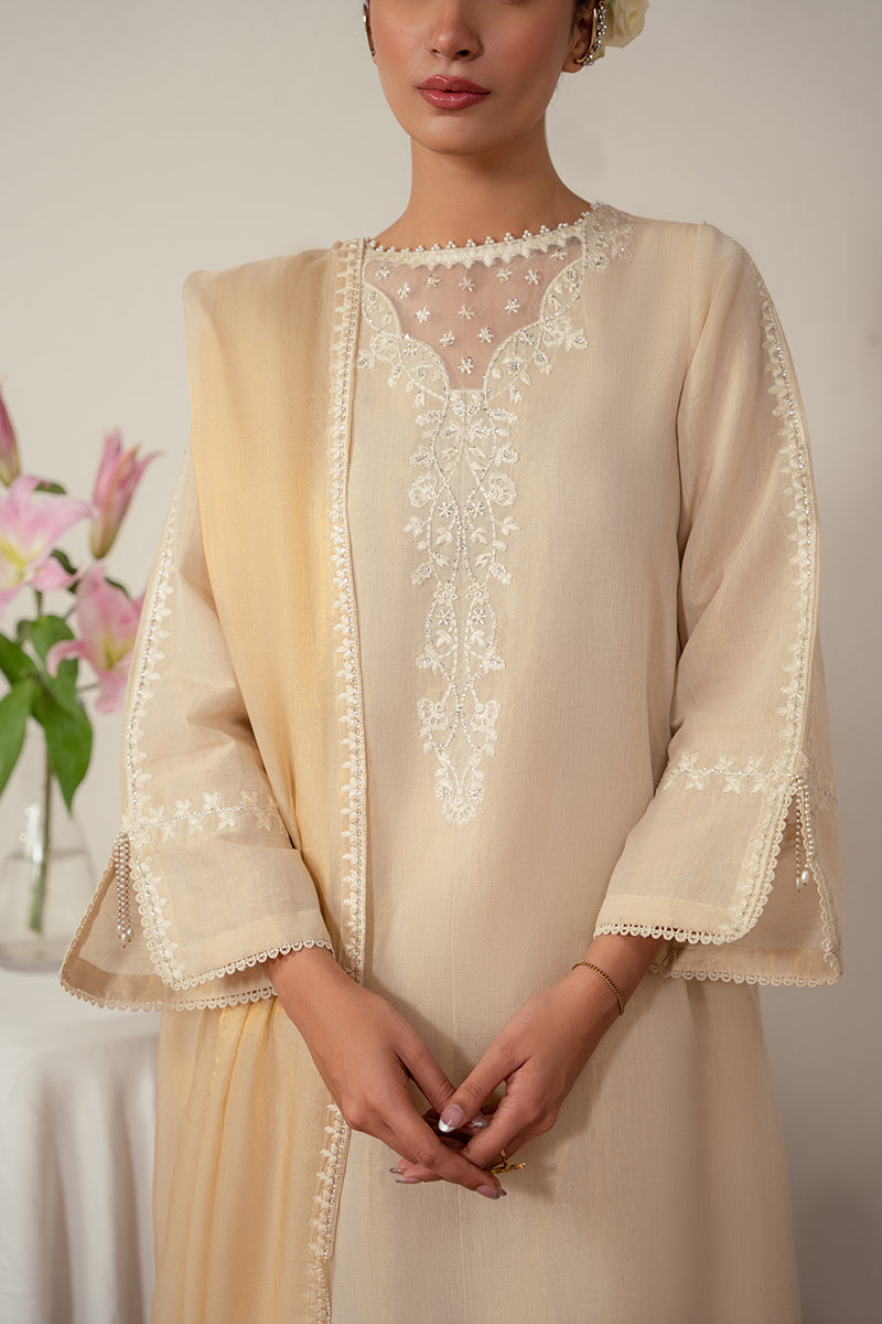 Cross Stitch | Eid Collection | PEARLED IVORY - by - Libasekhas UK - Registered Vendor of : Cross Stitch - 100% Original Designer Dresss
