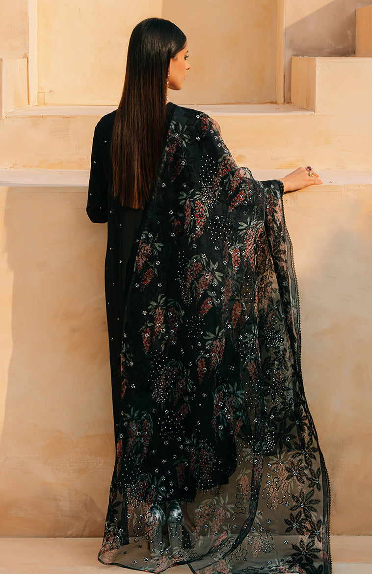 Cross Stitch | Eid Collection | BLACK DAHLIA - by - Libasekhas UK - Registered Vendor of : Cross Stitch - 100% Original Designer Dresss
