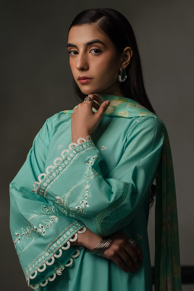 Cross Stitch | Eid Collection | SEA GREEN - by - Libasekhas UK - Registered Vendor of : Cross Stitch - 100% Original Designer Dresss