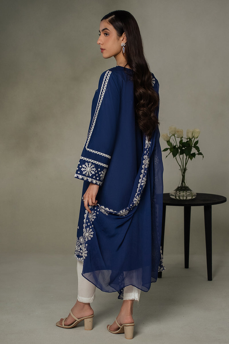 Cross Stitch | Eid Collection | MIDNIGHT BLUE - by - Libasekhas UK - Registered Vendor of : Cross Stitch - 100% Original Designer Dresss