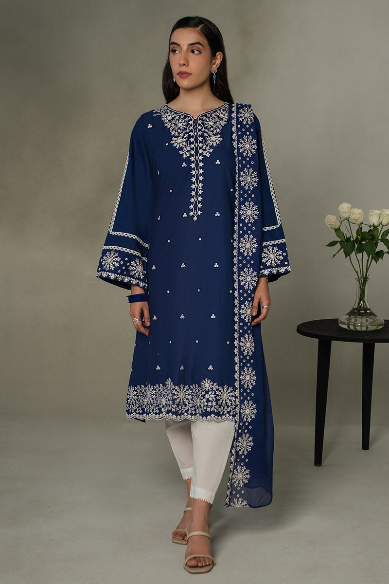 Cross Stitch | Eid Collection | MIDNIGHT BLUE - by - Libasekhas UK - Registered Vendor of : Cross Stitch - 100% Original Designer Dresss