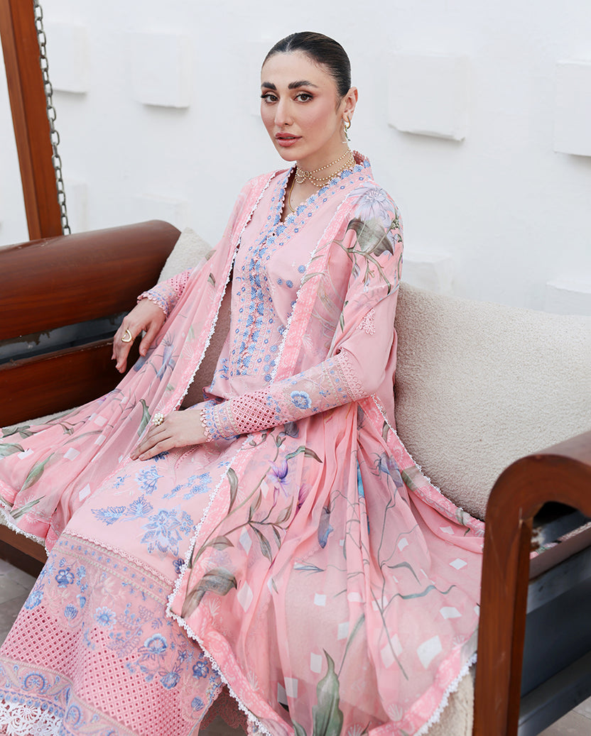 Roheenaz | Floral Reverie Luxury Lawn | Crystal Glow - by Libasekhas UK - Registered Vendor of : Roheenaz - 100% Original Designer Dress