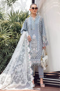 Maria B | Luxury Lawn | EL-23-10-Ice Blue - by - Libasekhas UK - Registered Vendor of : Maria B - 100% Original Designer Dresss