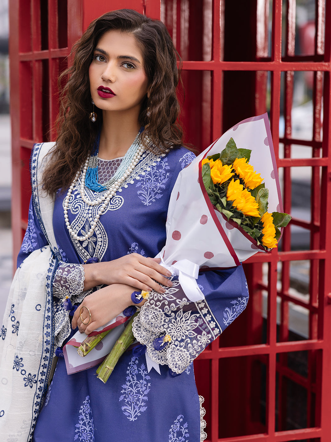 Mahnur | Broadway Luxury Lawn 25 | Tulip - by - Libasekhas UK - Registered Vendor of : Mahnur - 100% Original Designer Dresss