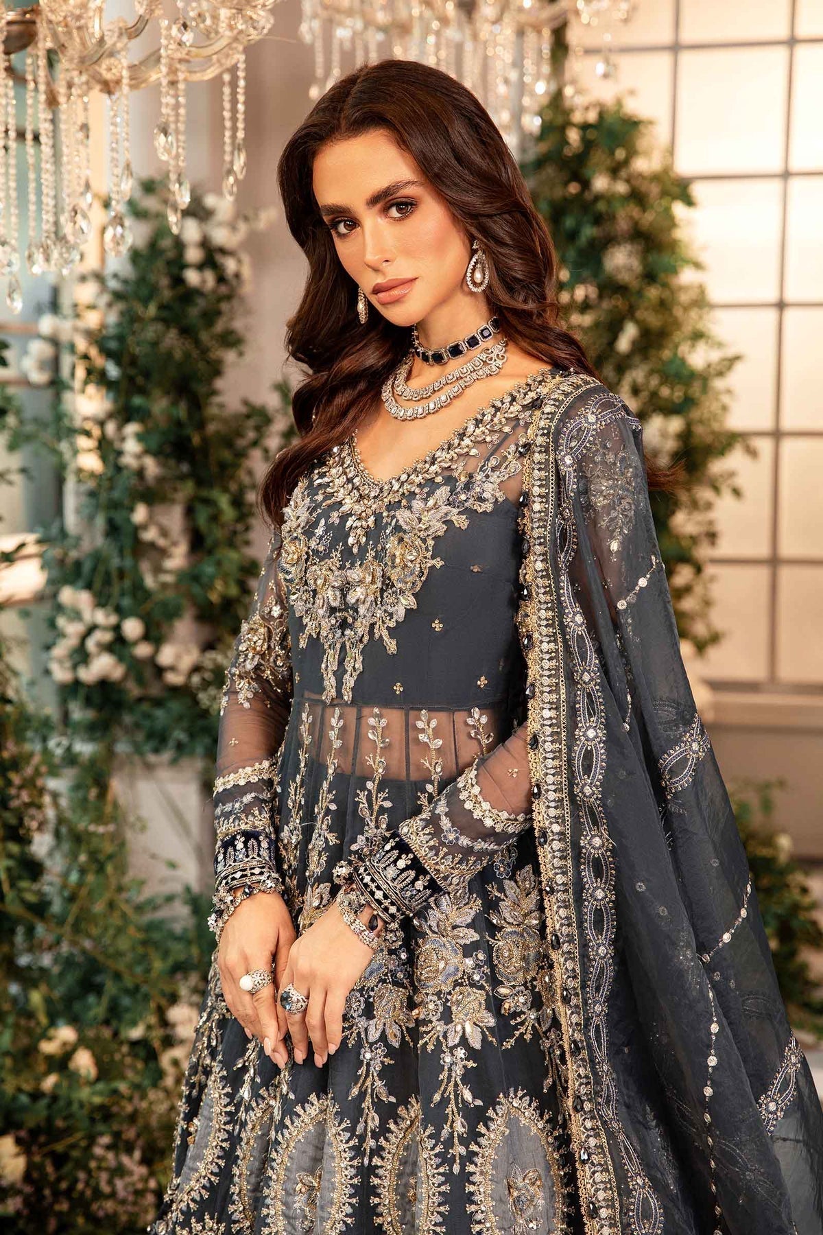 Maria B | Mbroidered Formals 24| Organza Suit | BD-2901 - by - Libasekhas UK - Registered Vendor of : Maria B - 100% Original Designer Dresss
