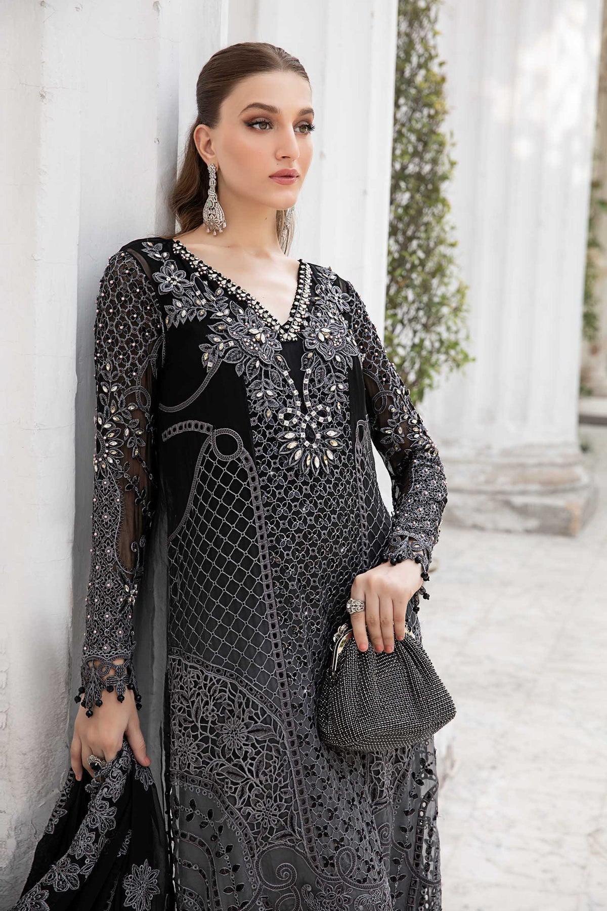 Maria B | Chiffon Formals 24 | Chiffon Suit | MPC-24-101 - by - Libasekhas UK - Registered Vendor of : Maria B - 100% Original Designer Dresss