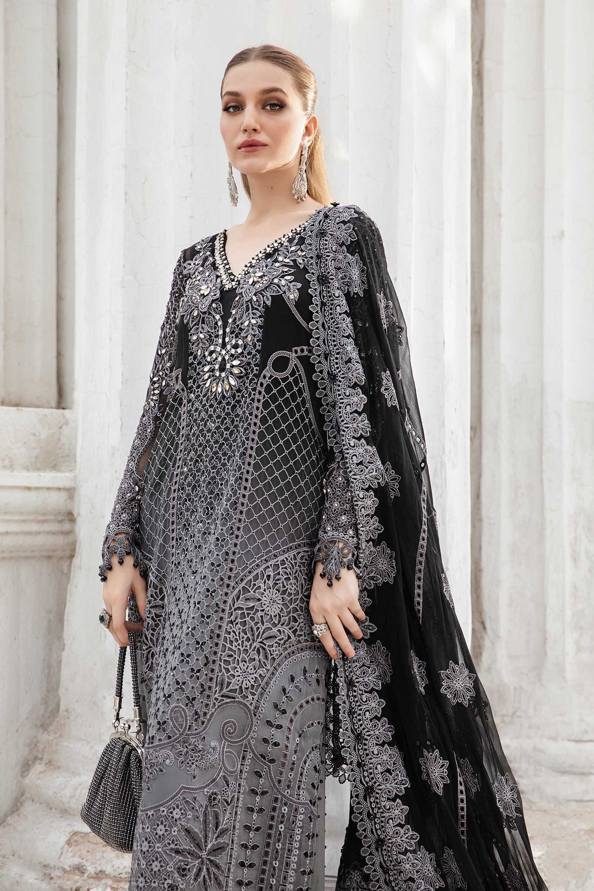 Maria B | Chiffon Formals 24 | Chiffon Suit | MPC-24-101 - by - Libasekhas UK - Registered Vendor of : Maria B - 100% Original Designer Dresss