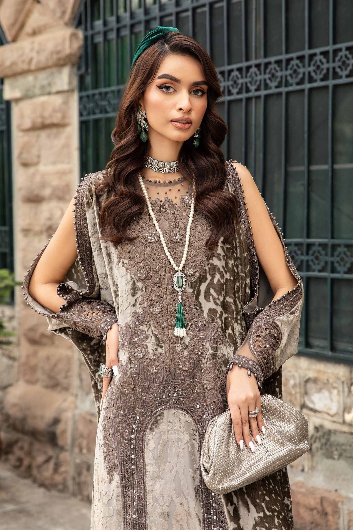 Maria B | Winter Luxe 24 | Velvet DL-1201 - by - Libasekhas UK - Registered Vendor of : Maria B - 100% Original Designer Dresss